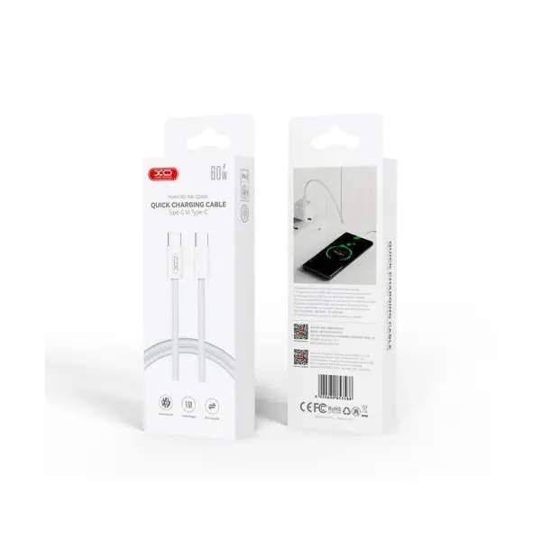 КАБЕЛЬ XO NB-Q260A IPHONE 15 TYPE-C TO TYPE-C PD60W, 1M, БІЛИЙ