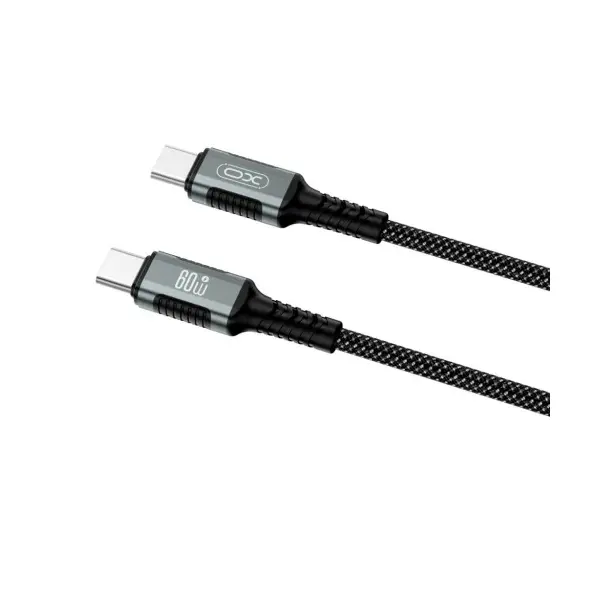 КАБЕЛЬ XO NB-Q267 MAGNETIC BRAIDED TYPE-C TO TYPE-C 60W DATA CABLE 1M, ЧОРНИЙ