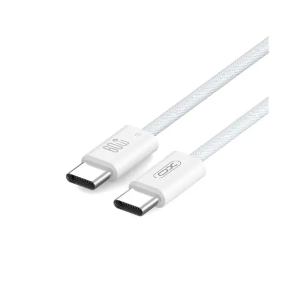 КАБЕЛЬ XO NB-Q273 WOVEN STYLE TYPE-C TO TYPE-C CHARGING CABLE 60W, БІЛИЙ