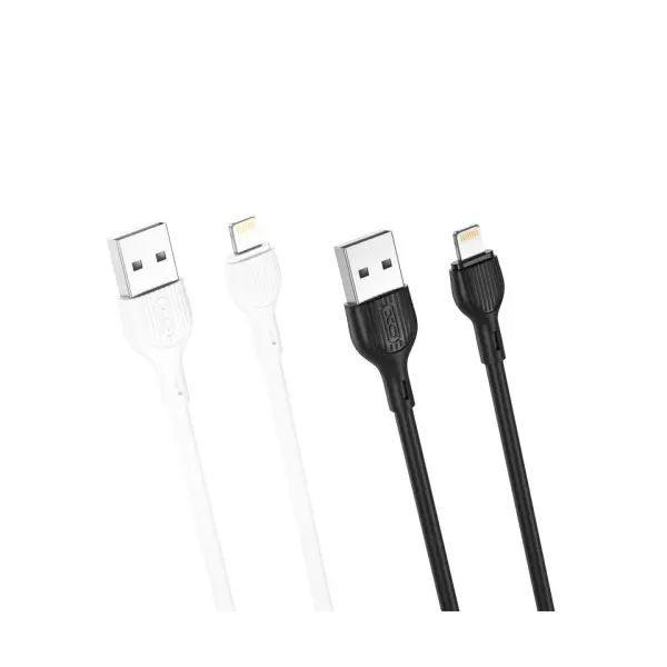 КАБЕЛЬ XO NB200 ДЛЯ LIGHTNING 2.1A, 1M (30PCS, BOTTLE), ЧОРНИЙ, БІЛИЙ