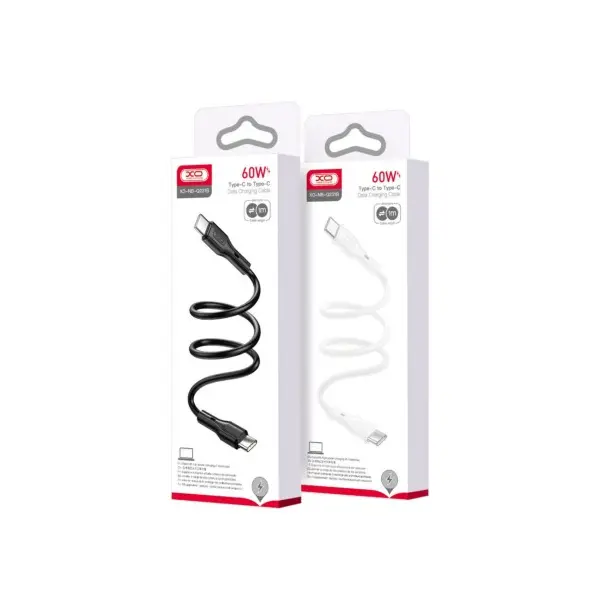 КАБЕЛЬ XO NB-Q231B ROCK SERIES TYPE-C TO TYPE-C 60W DATA CABLE, ЧОРНИЙ