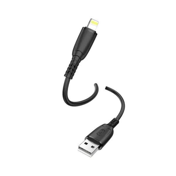 КАБЕЛЬ XO NB247 SULUO SERIES PORTABLE SILICONE ДЛЯ LIGHTNING WITH CABLE CLIP 6A, 0.25M, ЧОРНИЙ