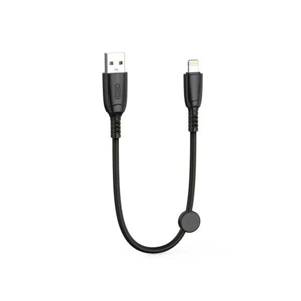 КАБЕЛЬ XO NB247 SULUO SERIES PORTABLE SILICONE ДЛЯ LIGHTNING WITH CABLE CLIP 6A, 0.25M, ЧОРНИЙ