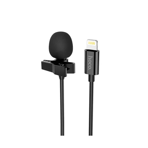 МІКРОФОН ПРИЩЕПКА HOCO L14 IP LAVALIER MICROPHONE LIGHTNING, 2M, ЧОРНИЙ
