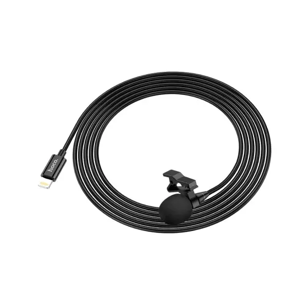 МІКРОФОН ПРИЩЕПКА HOCO L14 IP LAVALIER MICROPHONE LIGHTNING, 2M, ЧОРНИЙ