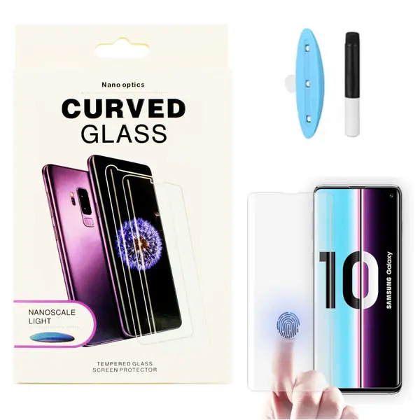 MR3_102978 Скло samsung g975 galaxy s10 plus (0.25mm, 3d, прозорий) в комплекті з uv клеєм і лампою 