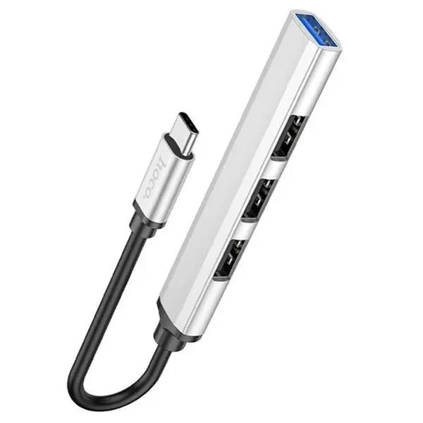 MR3_120851 Хаб hub type-c hoco hb26 4xusb (1xusb 3.0, 3xusb 2.0), сірий 