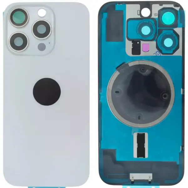MR3_123477 Задня кришка (скло) iphone 16 pro білий titanium, сервісний оригінал у зборі на рамці 