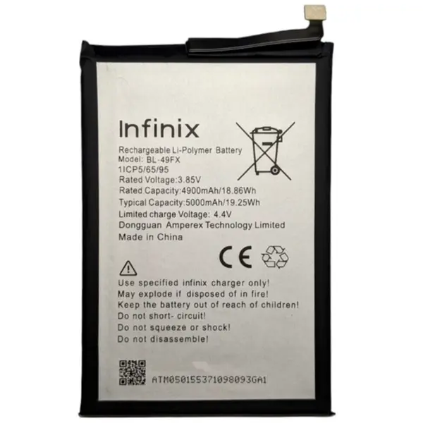 MR3_123776 Акумулятор infinix hot 8, hot 8 lite, hot 9, hot 10s, hot 10 lite, hot 12i, hot 20i, smart 5, smart 6, note 7 lite (bl-49fx), оригінал (prc), (тех. пак) 