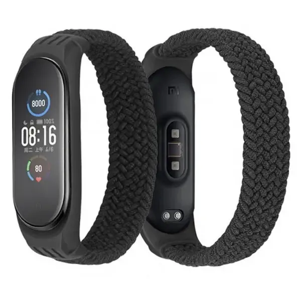 MR3_116421 Ремінець xiaomi mi band 3, mi band 4, mi band 5, mi band 6, mi band 7 нейлоновий чорний 
