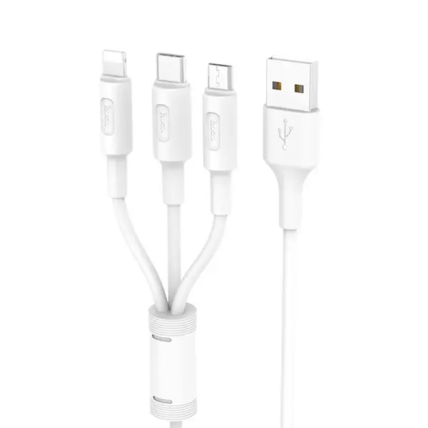 MR3_118251 Кабель combo hoco x25 soarer 3in1 (lightning, micro-usb, type-c), 2a 1m білий HOCO