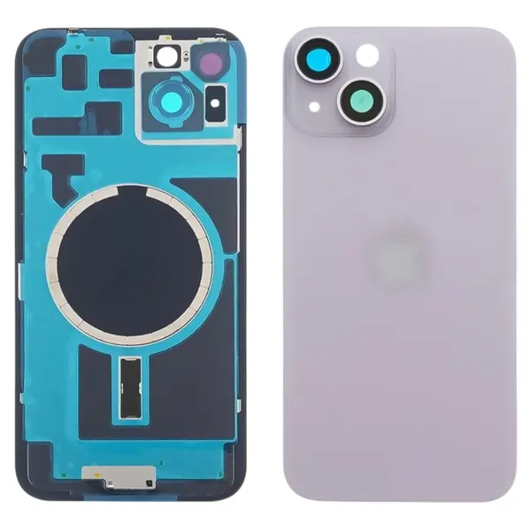 MR3_120381 Задня кришка (скло) iphone 14 plus пурпуровий, сервісний оригінал у зборі на рамці 