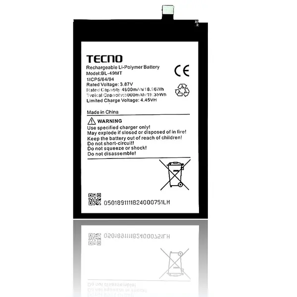MR3_123974 Акумулятор tecno pop 4 pro, pop 5, spark 7 go, spark 8c, spark 9 pro, camon 19 pro (ci8n), (bl-49mt), оригінал (prc), (тех. пак) 