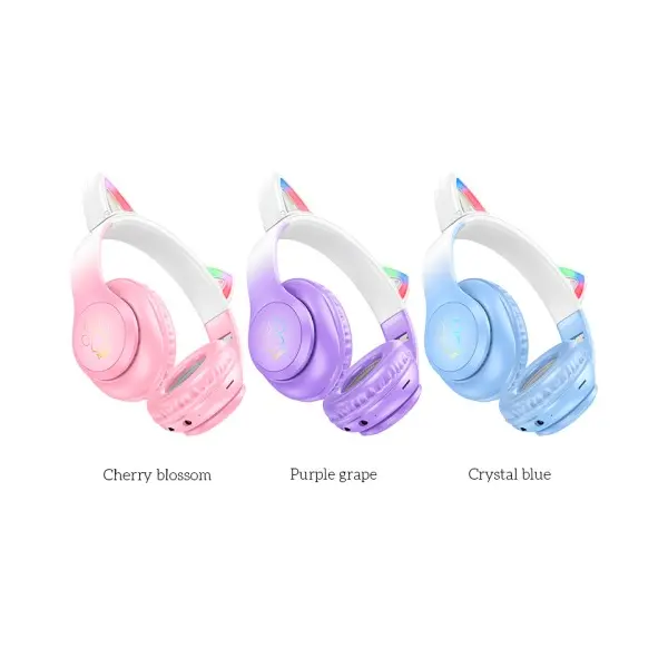 MR4_132471 Навушники накладні hoco w42 cat ears over-ear bt headphones bt5.3 purpule grape HOCO