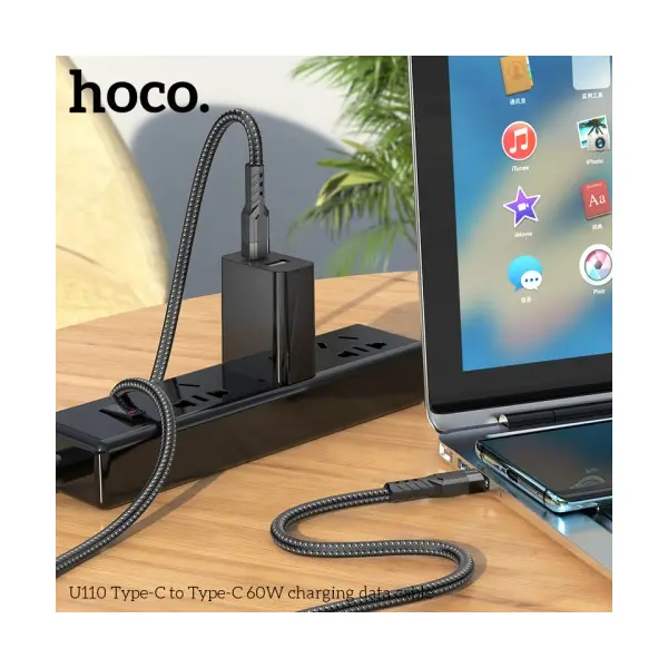 MR4_139097 Кабель pd hoco u110 pd type-c to type-c 60w charging data cable 1, 2 m, чорний HOCO