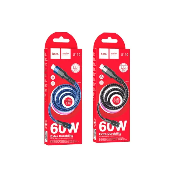 MR4_139097 Кабель pd hoco u110 pd type-c to type-c 60w charging data cable 1, 2 m, чорний HOCO