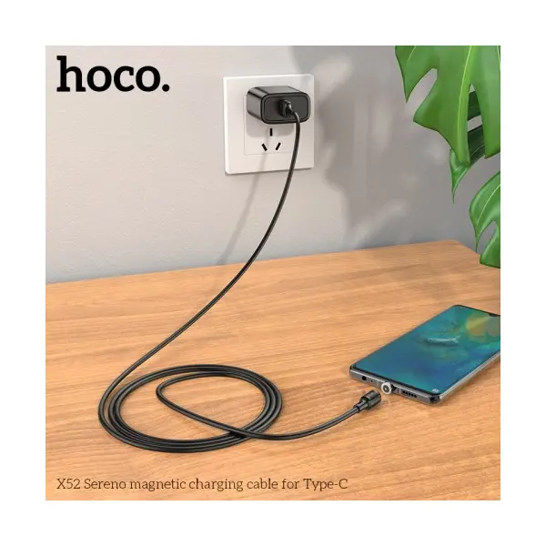 MR4_138246 Кабель hoco x52 sereno magnetic charging cable для type-c 2, 4a, 1 m, чорний HOCO
