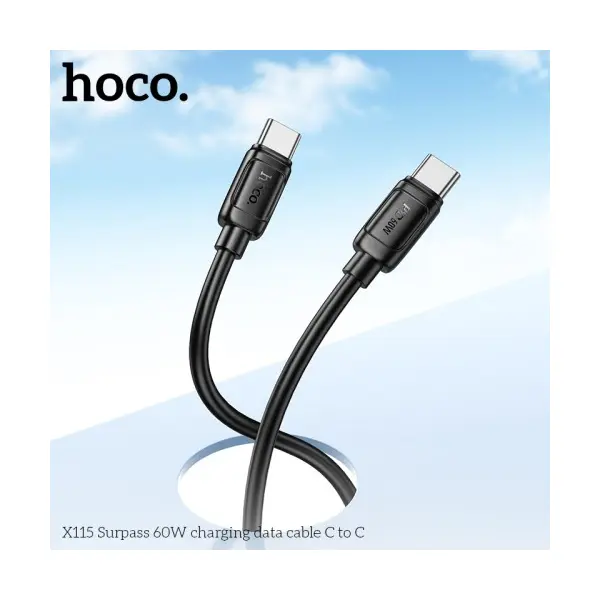 MR4_144072 Кабель pd hoco x115 surpass 60w charging data cable c to c 1 m, чорний HOCO