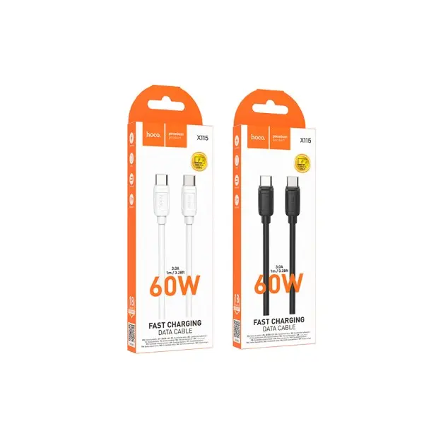 MR4_144072 Кабель pd hoco x115 surpass 60w charging data cable c to c 1 m, чорний HOCO