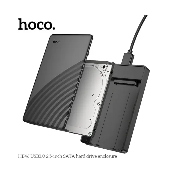MR4_144030 Корпус для ssd диска hoco hb46 usb3.0 2.5-inch sata hard drive enclosure 6tb чорний HOCO