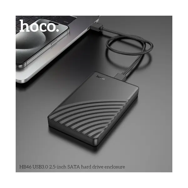 MR4_144030 Корпус для ssd диска hoco hb46 usb3.0 2.5-inch sata hard drive enclosure 6tb чорний HOCO