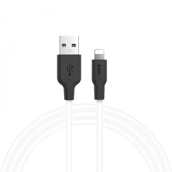 MR3_116679 Кабель usb hoco x21 plus silicone lightning 2.4a 2 m чорний, білий HOCO
