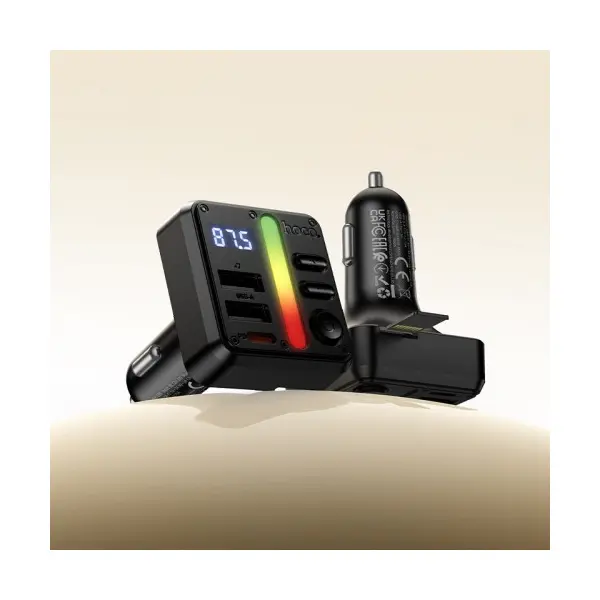 MR4_153875 Авто зарядний пристрій з fm-модулятором hoco e89 libre 45w (1a1c) car bt fm transmitter чорний HOCO
