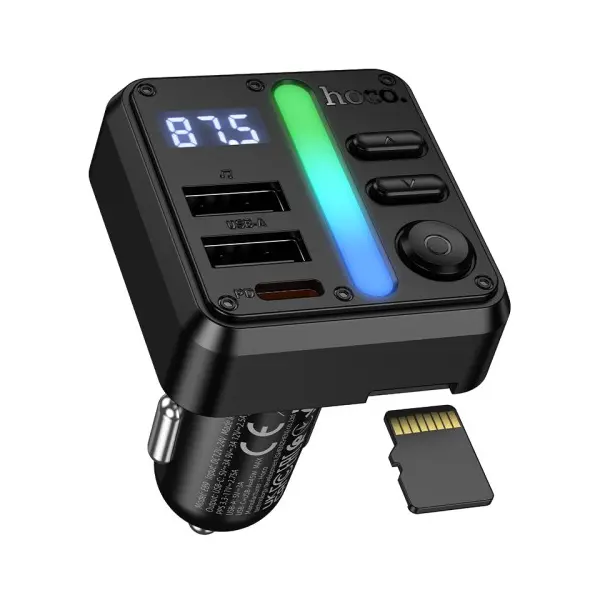 MR4_153875 Авто зарядний пристрій з fm-модулятором hoco e89 libre 45w (1a1c) car bt fm transmitter чорний HOCO